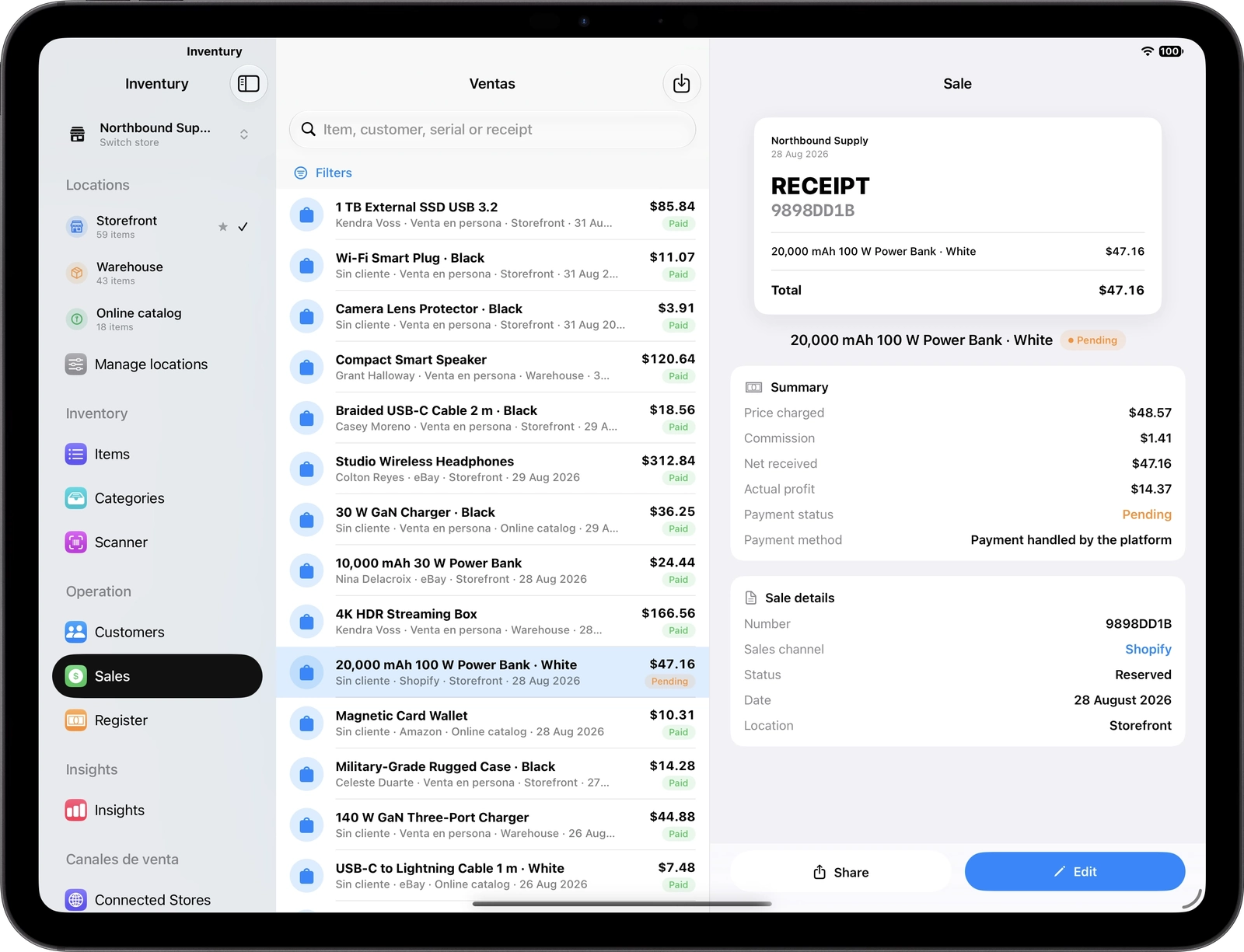 Inventury en iPad