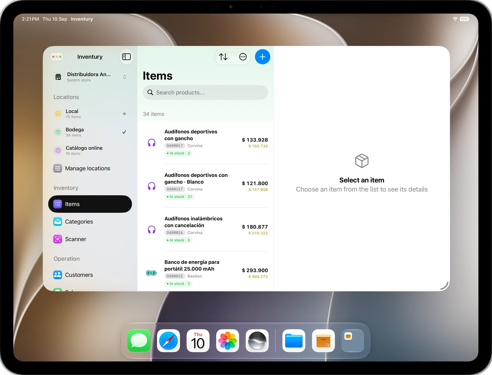 Inventury en iPad